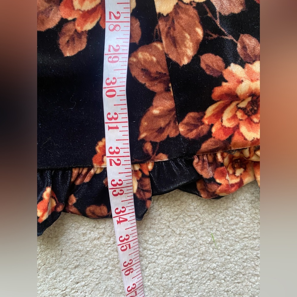 Torrid black at the knee velvet ruffle tier dress floral autumn fall - Picture 14 of 17